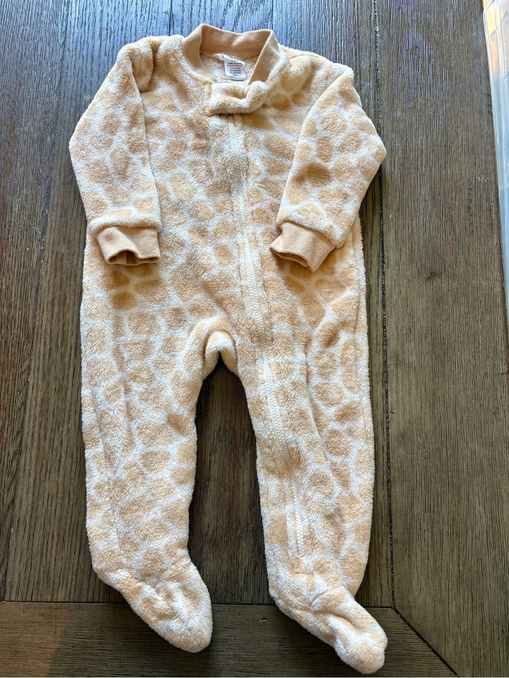 Hudson Baby Beige Giraffe Fleece One-Piece Footie